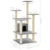 vidaXL Cat Tree Light Grey Engineered Wood, Plush, Sisal Medium Durable