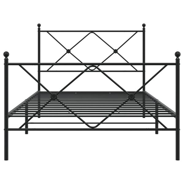 vidaXL Bed Frame Black Steel Twin Bed Frame Rectangular Traditional