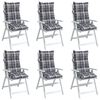 vidaXL Highback Chair Cushion Set of 6 Grey Check Pattern