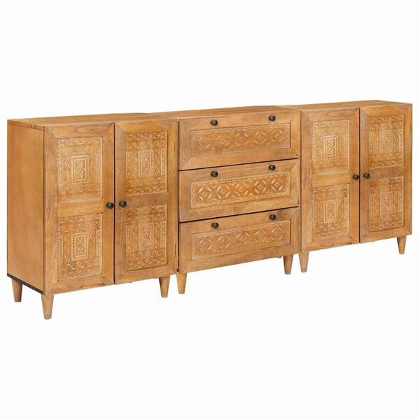 vidaXL Sideboard 3 pcs Brown 23.6" x 13" x 29.5" solid mango wood