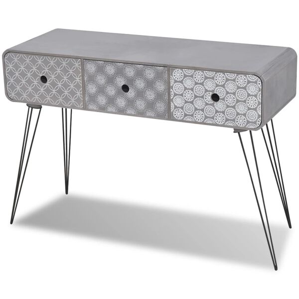 vidaXL Console Table with 3 Drawers Gray