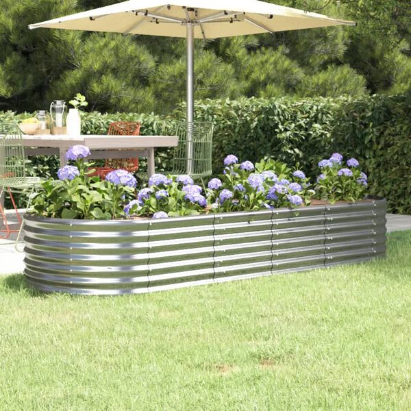 vidaXL Garden Raised Bed Silver Powder-coated steel Large Durable