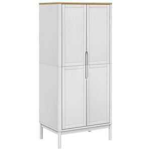 vidaXL Wardrobe White Solid pine wood with wax finish, engineered wood
