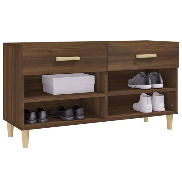 vidaXL Shoe Cabinet Brown Oak Engineered Wood Medium Shoe Cabinet