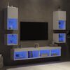 vidaXL TV Wall Unit Set of 8 White Engineered wood, glass Multiple sizes