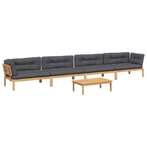 vidaXL Pallet Sofa Set Gray Solid Acacia wood and Polyester Large
