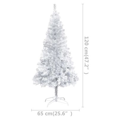 vidaXL Artificial Christmas Tree with LEDs&Ball Set Silver 47.2" PET (329187+330099)