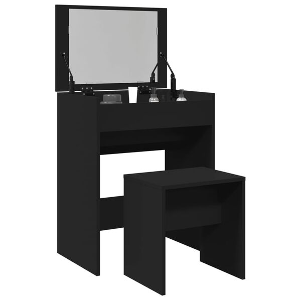 vidaXL Dressing Table Black Engineered wood 23.6x15.7x44.7 in