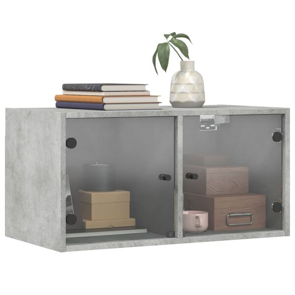 vidaXL Wall Cabinet Concrete Grey Engineered Wood, Glass Medium
