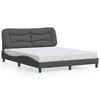 vidaXL Bed Frame Dark Grey Polyester Queen Decorative Inlays Bed Frame