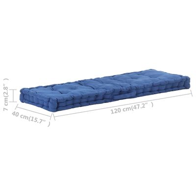 vidaXL Pallet Floor Cushion Cotton 47.2"x15.7"x2.8" Light Blue