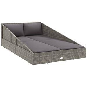 vidaXL Daybed Grey and Dark Grey (cushion) Steel and PE Rattan