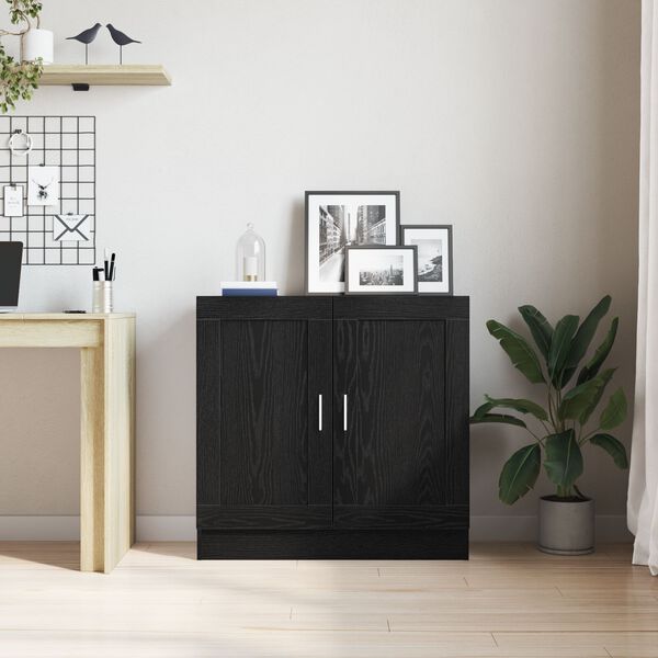 vidaXL Book Cabinet Black Oak 32.48 x 12.01 x 31.50 in Engineered Wood