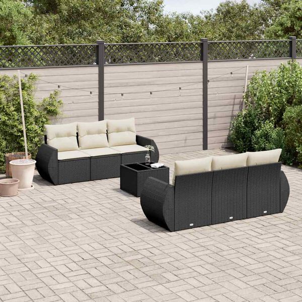 vidaXL Garden Sofa Set Black, Cream White
