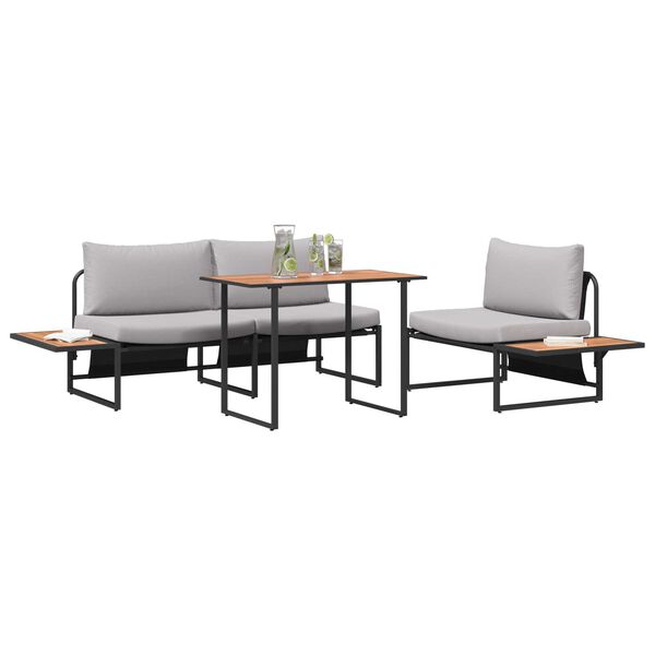 vidaXL Garden Dining Set 3 pcs Light gray Steel