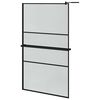 vidaXL Walk-in Shower Wall with Shelf Black 45.3"x76.8" ESG Glass&Aluminum