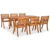 vidaXL 7 Piece Garden Dining Set 79.1" x 39.4" Solid Acacia Wood