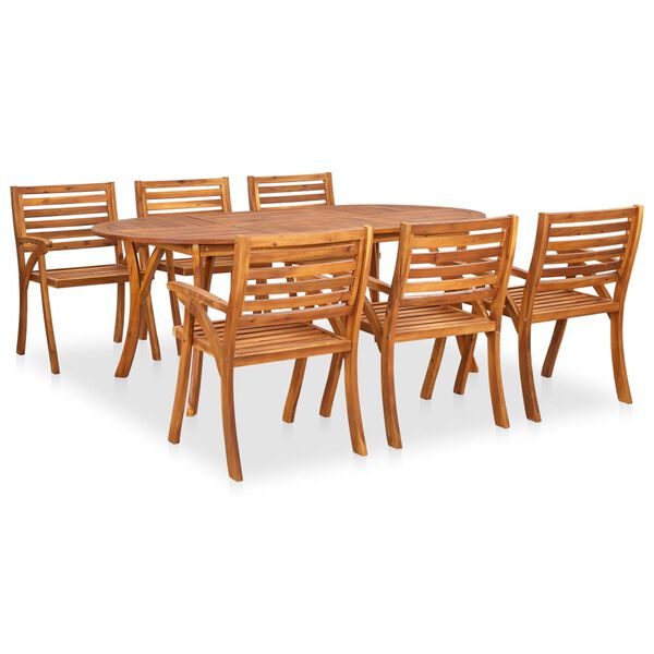 vidaXL 7 Piece Garden Dining Set 79.1" x 39.4" Solid Acacia Wood