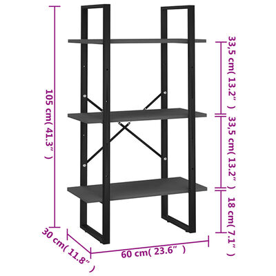 vidaXL Storage Shelf Gray 23.6"x11.8"x41.3" Engineered Wood
