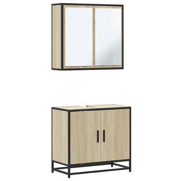 vidaXL Bathroom Furniture Set Sonoma Oak Engineered wood, Metal Standard