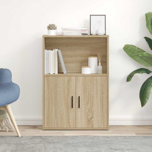 vidaXL Bookcase Sonoma Oak Engineered Wood Medium Bookcase Rectangular
