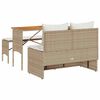 vidaXL 3 Piece Garden Dining Set with Cushions Beige Poly Rattan