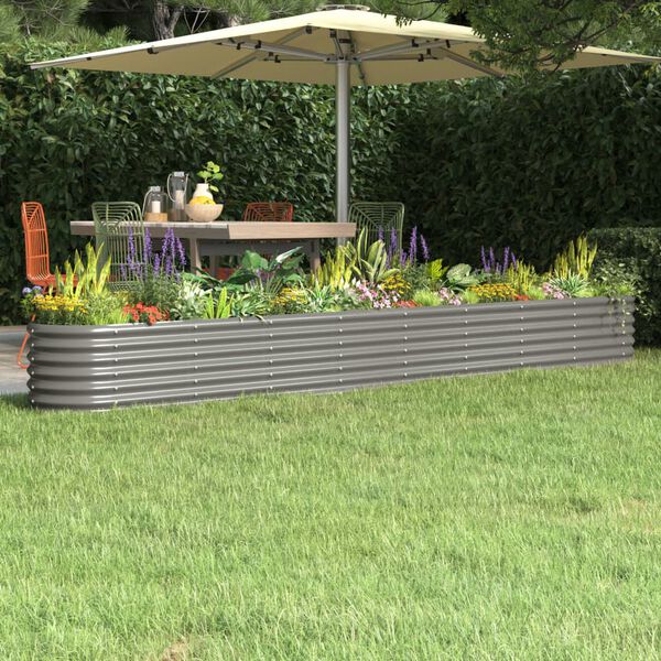 vidaXL Garden Raised Bed Grey Powder-coated steel Large