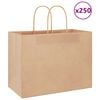 vidaXL Paper Bags 250 pcs with Handles Brown 12.6x6.7x9.8"