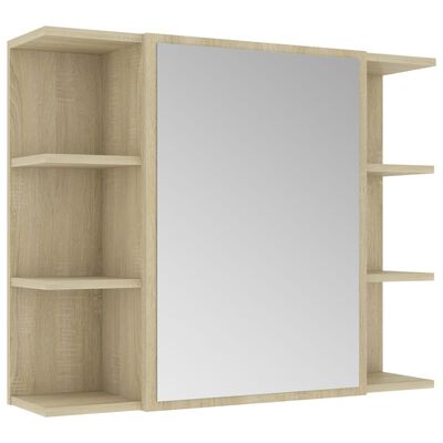vidaXL Bathroom Mirror Cabinet Sonoma Oak 31.5"x8.1"x25.2" Chipboard