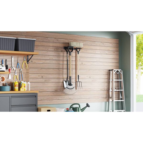 vidaXL Patio Tool Storage Rack Wall Mounted Black Steel