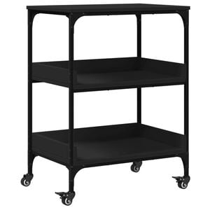 vidaXL Kitchen Trolley Black 23.6"x16.1"x31.7" Engineered Wood