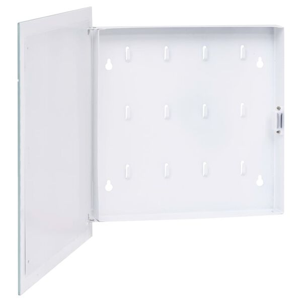 vidaXL Key Box with Magnetic Board White 13.8"x13.8"x1.6"