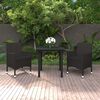 vidaXL Garden Dining Set Black PE rattan, steel, glass, polyester Medium