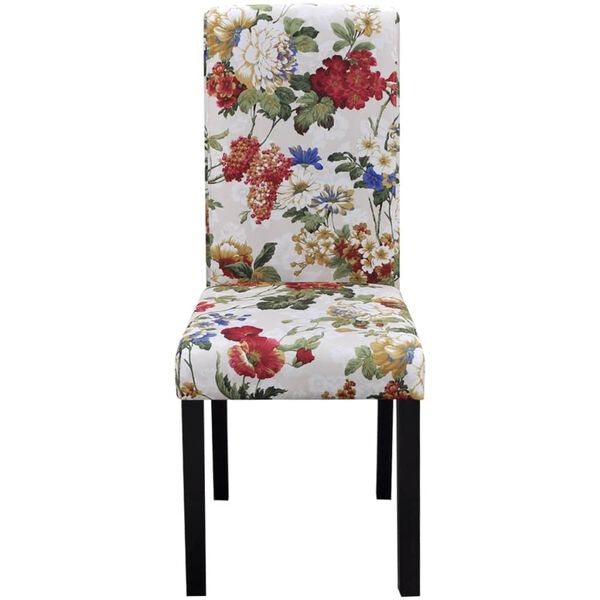 vidaXL Dining Chairs Set of 2 Multicolored Polyester fabric, Wooden frame