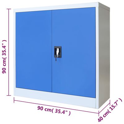 vidaXL Office Cabinet Metal 35.4"x15.7"x35.4" Gray and Blue