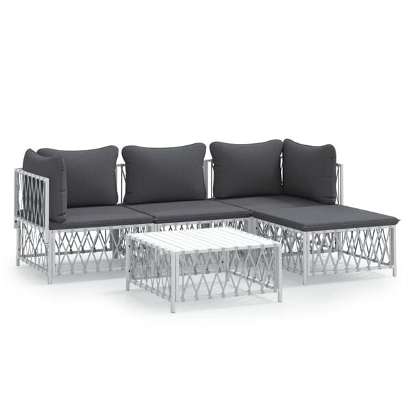 vidaXL Garden Lounge Set White, Dark Grey