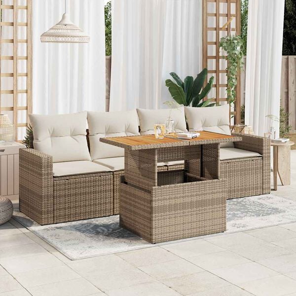 vidaXL Garden Sofa Set Modular 5 Piece Garden Sofa Set Rectangular