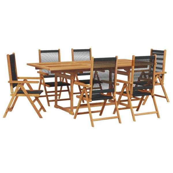 vidaXL Garden Dining Set Black Solid acacia wood, Polypropylene Large