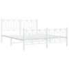 vidaXL Metal Bed Frame without Mattress with Footboard White 63"x78.7"