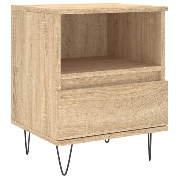 vidaXL Nightstand Sonoma oak Engineered wood, metal Compact Nightstand