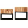 vidaXL Side Table Set of 2 Natural and black Solid Acacia Wood Small