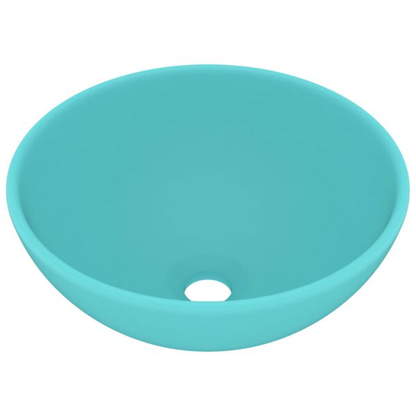 vidaXL Luxury Bathroom Basin Round Matt Light Green 12.8x5.5" Ceramic