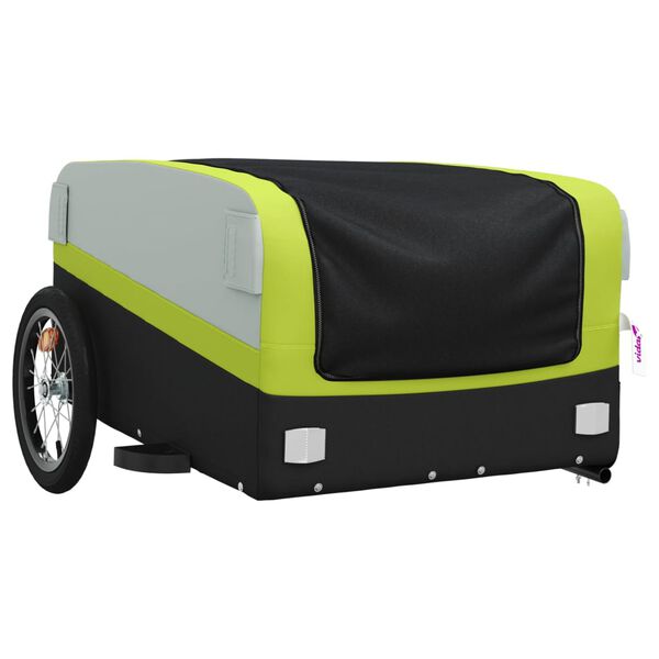 vidaXL Bike Trailer Black and Green 99.2 lb Iron