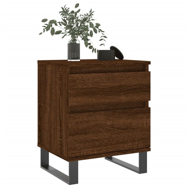 vidaXL Bedside Cabinet Set of 2 Brown oak Engineered Wood, Metal