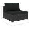 vidaXL Patio Sofa Set of 11 Black Rattan