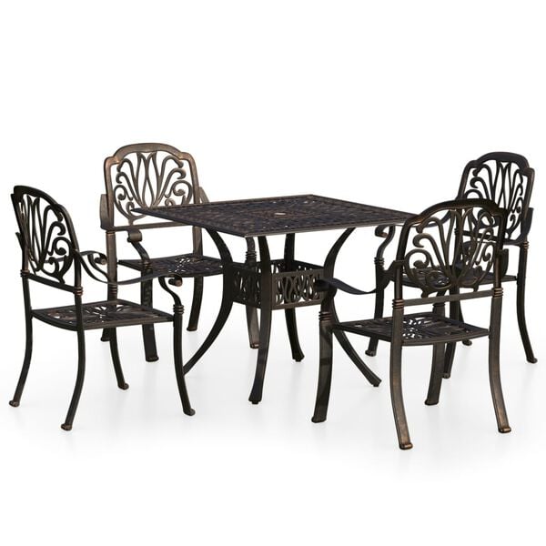 vidaXL Bistro Set Bronze Cast aluminum Standard Bistro Set Round