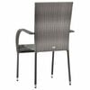 vidaXL Dining Chair Set of 2 Grey Poly Rattan Standard Stackable