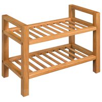vidaXL Shoe Rack with 2 Shelves Solid Oak Wood 19.7"x10.6"x15.7"
