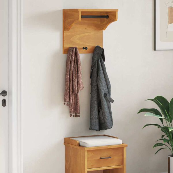 vidaXL Wall-mounted Coat Rack Natural Brown Solid Pine Wood, Engineered Wood