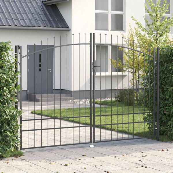 vidaXL Garden Gate with Lock Gray 78.7" x 118.1" Steel